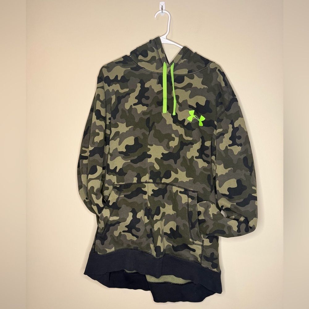 Under Armour Green Camo Hoodie with Neon Highlights